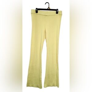 Women's Soft Yellow Knit Ribbed Flare Pants